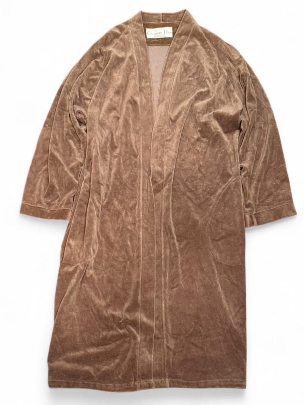 Vintage 90s Christian Dior Monsieur Velour Brown Robe Made in Canada
